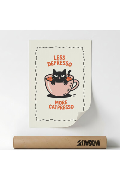 21mxm Poster decorativ, mesaj tipografic, Less Depresso, A3 (29.7 x 42 cm), F...