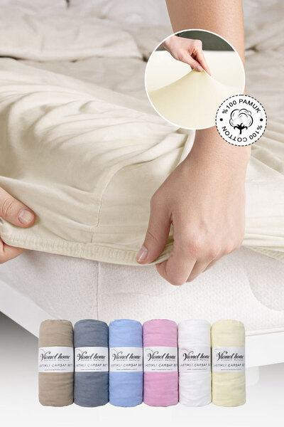 Vionel Home %100 Pamuk Penye Premium Lastikli Çarşaf | Tek Kişilik | Çift Kiş...