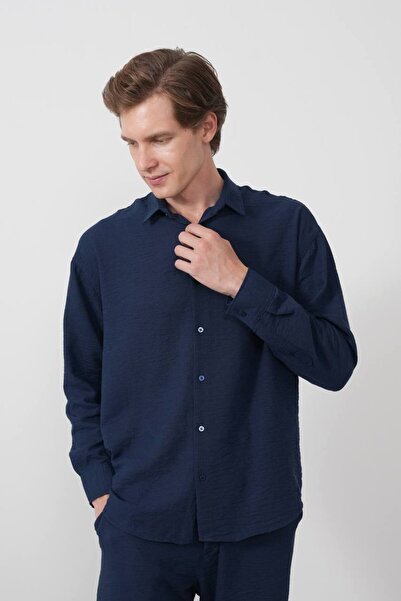 perasttesktil Men's Regular Linen Shirt