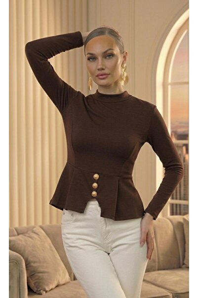 DOEDA MODA New Product Turtleneck Front Slit Accessory Detailed Modal Fabric ...