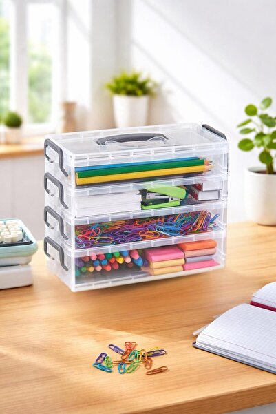 Bayev Wish 4-Tier Drawer Organizer with Lid - Office Stationery Pen Cable Sto...