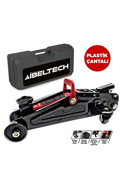 İBELTECH PRO+ BLACK SERİ ÇANTALI ÇELİK TEKERLEKLİ 2.5 TON HİDROLİK YATAY PROFESYONEL KRİKO