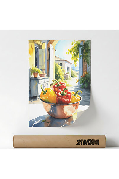 21mxm Poster 'Bell Peppers Bowl' Pe Panza Mata – Design Minimalist, 30 x 40 c...