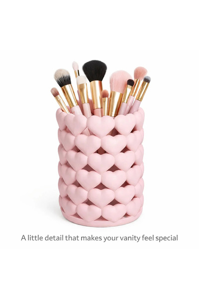 craftopya منظم على شكل قلب باللون الوردي - حامل فرش المكياج وحامل الأقلام ومن...