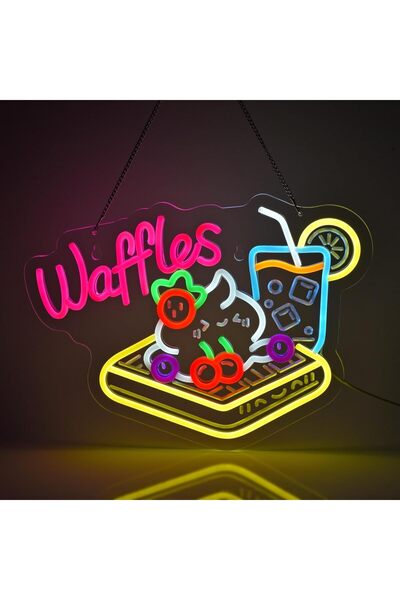 Slasa Waffles Neon Sign 40x30cm with 6mm Acrylic Base LED Wall Decor