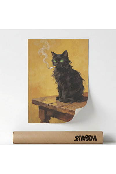 21mxm Decorative poster Cat, textile material, 21x29.7cm, unframed