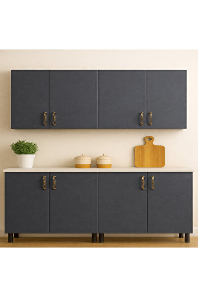 BRC Bucatarie 160 cm mdf acryl gri antracit