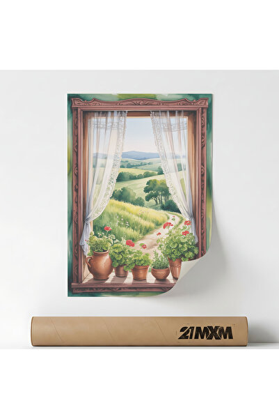 21mxm Poster 'Window With Clay Pots' Pe Panza Mata – Design Minimalist, 30 x ...