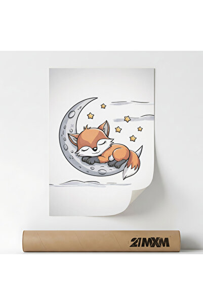 21mxm Poster decorativ „01 Vulpea Lună Sleeping”, Material textil, A4 (21 x 2...