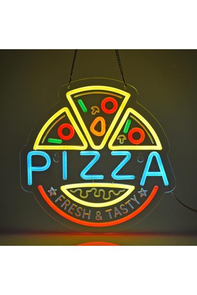 Slasa Pizza Neon Sign 32x32cm with 6mm Acrylic Base LED Wall Decor