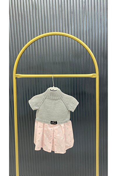 mardog Örme Üstlü Ekoseli/Çiçekli Etekli kedi köpek Elbisesi