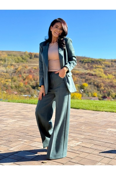 RAMONA BADESCU Elegant women's suit with jacket and wide trousers - modern cut