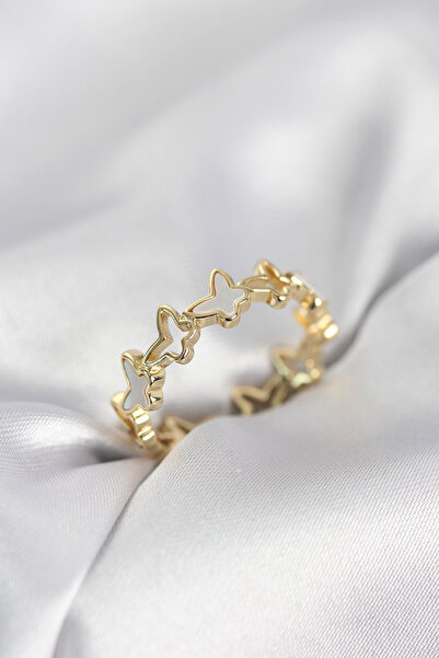 Twin Store خاتم نسائي من النحاس بلون ذهبي