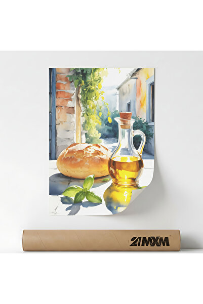 21mxm Poster 'Fresh Bread & Olive Oil' Pe Panza Mata – Design Minimalist, Far...