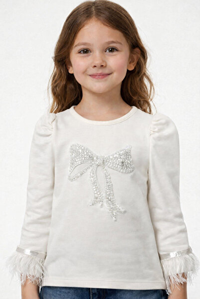 Aselin Kids Girl's White Long Sleeve Badi with Bow Accessories