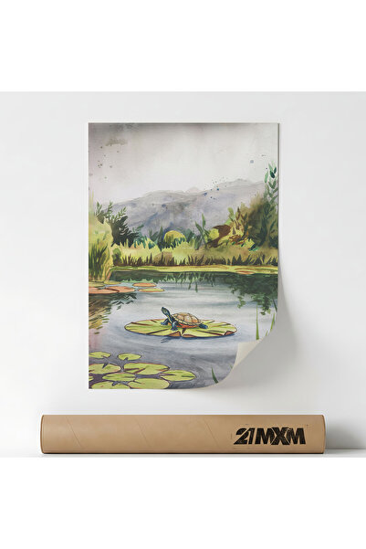 21mxm Poster decorativ, ilustratie artistica, Turtle, A4 (21 x 29.7 cm), Fara...