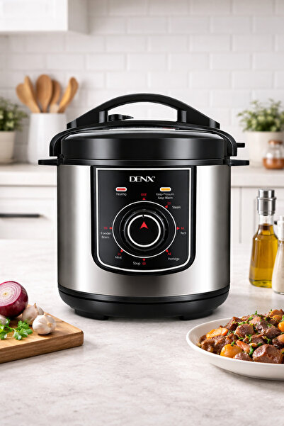 Denx قدر ضغط كهربائي رقمي من الستانلس ستيل قابل للبرمجة بسعة 6 لتر وقدرة 1000...