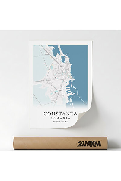 21mxm Poster decorativ harta orașului Constanța, stil minimalist modern, 29.7...