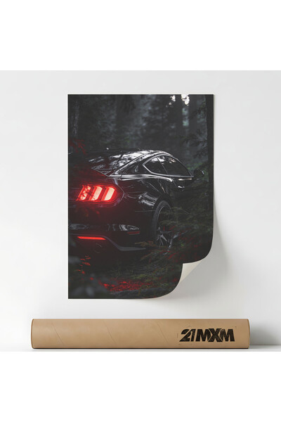 21mxm Poster decorativ Black Car Forest, material textil, 29.7x42cm, neînramat