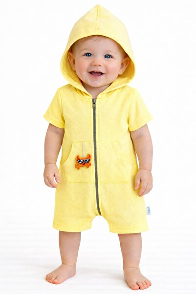 Chicsy Baby Unisex Baby Summer Hooded Jumpsuit Cotton Zippered Jumpsuit