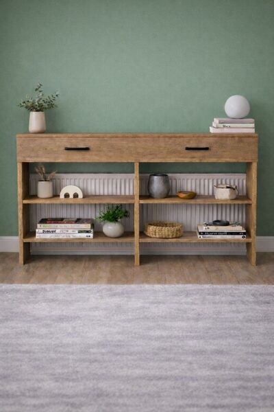 bangu Petek Üstü Minimal Kahve Köşesi Dolabı (Derinlik 32 cm) Bohem Kahve Sta...