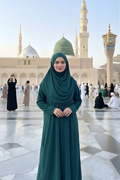 Mevra Ready-To-Wear One-Piece Prayer Dress with Shawl in Petrol Green