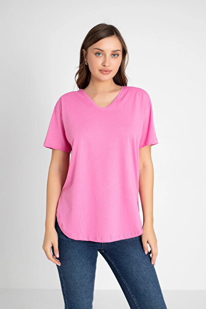 Orly More Women's V-Neck Slit Cotton T-Shirt