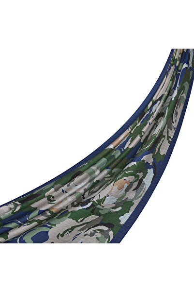 ipekevi Indigo Emotional Flowers Tencel Patterned Shawl