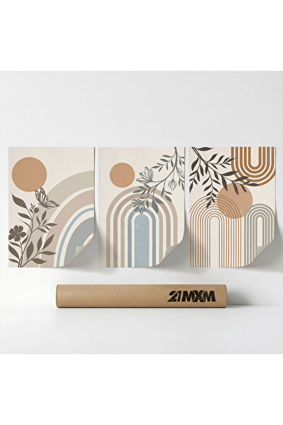 21mxm Set 3 Postere Decorative Boho 'Sun-Moon-Celestial 3', Material Textil, ...