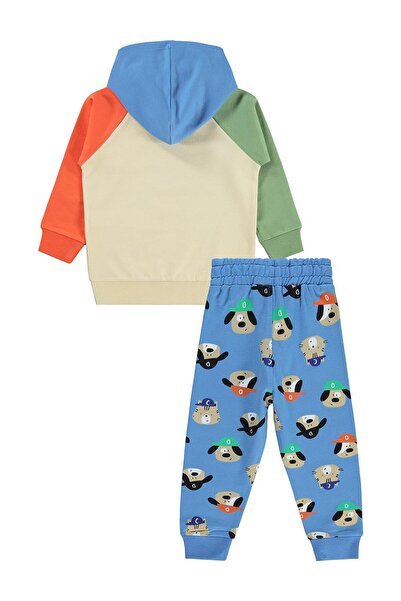 Civil Boys Kapşonlu Şapkalı Ayıcık Baskılı 2-5 Yaş Eşofman Takımı - Mavi 5-6 Yaş