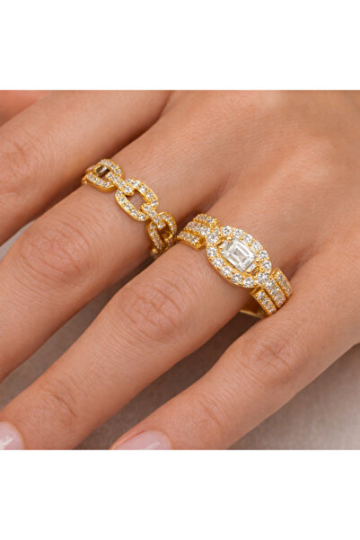 Ervalina خاتم زيركون تشيست ستون بورغو وهنري