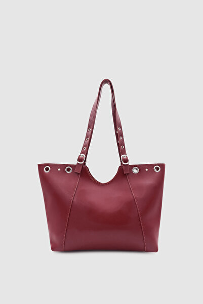 Wuclo Forlin Adjustable Strap Metal Ring Detailed Shoulder Bag Claret Red