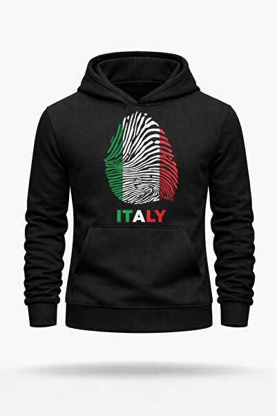 metsawear Premium Italy Fingerprint Design Slim Fit Hooded Sweatshirt