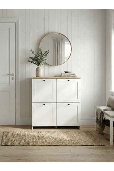 KuzeyLife Shiva Mebran Kapaklı Ayakkabılık 4 Kapaklı 4 Raflı Çok Amaçlı Dolap...