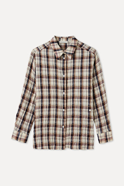 Mudo Checked Long-Sleeved Shirt with Sewing Details