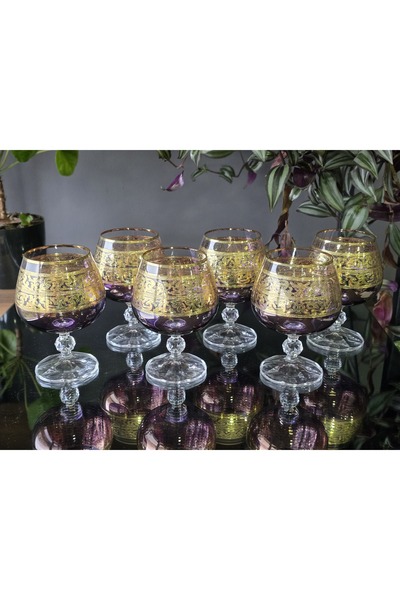FERMATO Handmade Crystal Alda Purple Lustered 6-Piece Serving Set Coffee and ...