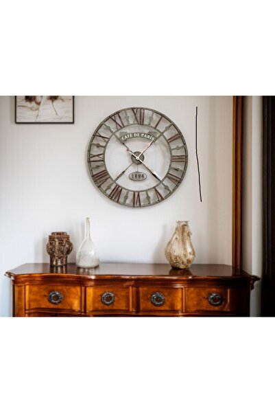 TakÇalıştır Antique Cafe De Paris 73 cm Roman Numeral Wall Clock