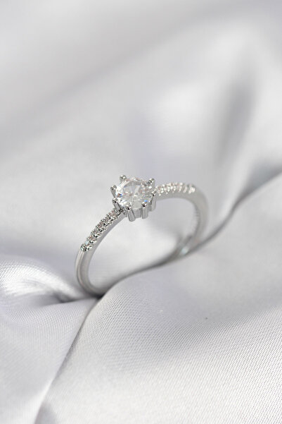 Skygo Single Stone Model Silver Color Zircon Stone Women's Ring - Tj-Byk4087