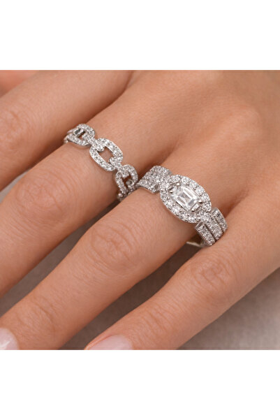 Ervalina خاتم زيركون تشيست ستون بورغو وهنري