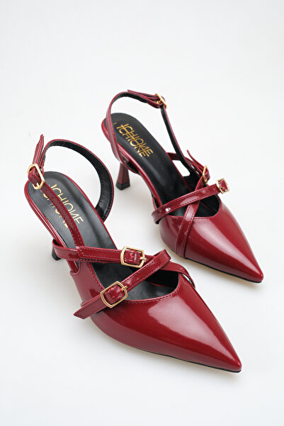 ich1one Pantofi de damă Salerno din piele lăcuită cu toc – Toc de 5 cm, pentr...