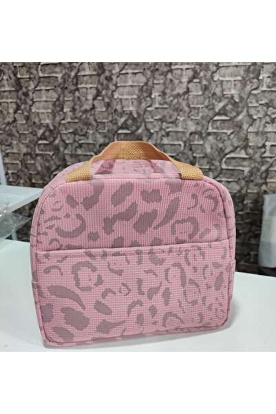 senacacollection Leopard Patterned Velvet Thermal Insulated Lunch Box 23.5X21 cm