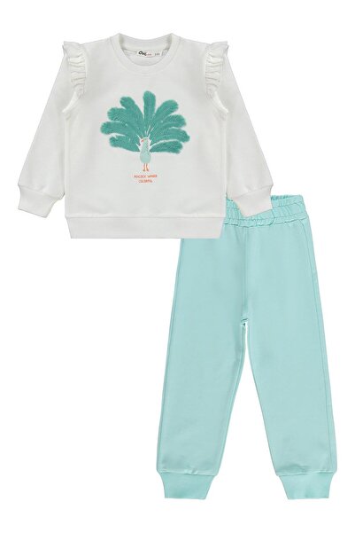 Civil Girls Σετ Φόρμας με Κέντημα Παγώνι για Ηλικίες 2-5 ετών - Εκρού 3-4 ετών