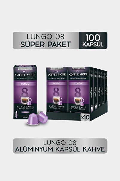 C.M Coffee More 8 Lungo Kapsül Kahve 10 x 10 Paket ( 100 Adet ) Nespresso Uyumlu