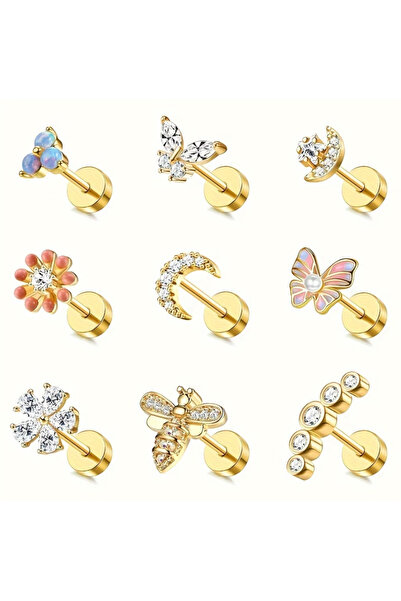 Ervalina 1 Adet Taşlı Figür Trangus Piercing (karışık gönderim)