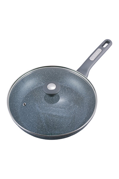 Kamille granite frying pan 28 cm with glass lid - induction, gray