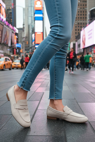 LUXEON Women's Beige Daily Imported Suede Loafer Casual Orthopedic Lightweigh...