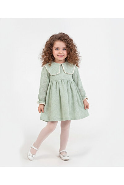 minniobaby Volan Skirted Baby Collar Girl's Dress - Lilac/Green