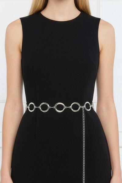 Rays 441 Ring Detail Chain Belt Silver