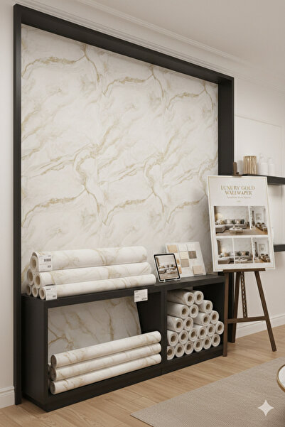 Oskar mermer desenli silinebilir vinil duvar kağıdı 16 metrekare