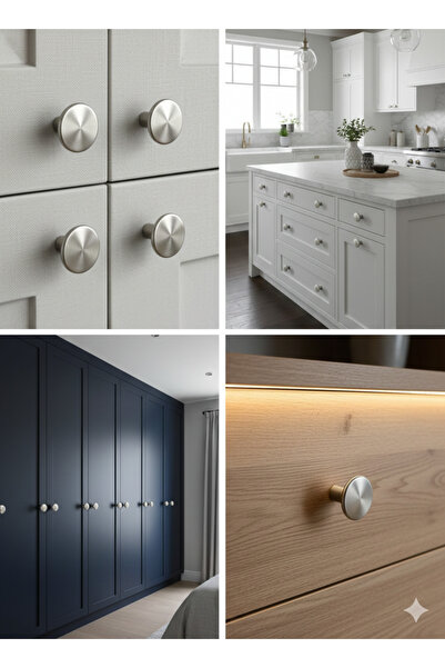 BAŞKAN YAPI HIRDAVAT Mantar İNOKS Metal Mobilya Kapak Çekmece Mutfak Düğme Kulpu